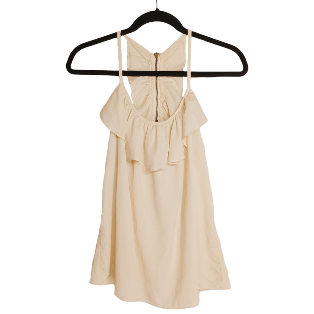 SIS SIS Cream Ruffle Racerback Sleeveless Lightweight Top Small